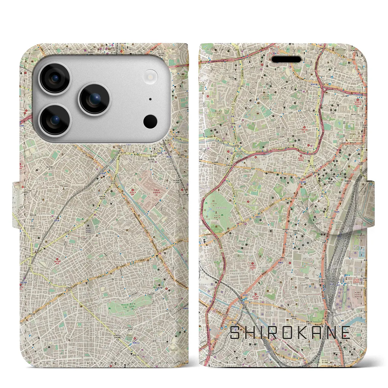 【白金(東京都)】地図柄iPhoneケース(手帳タイプ)