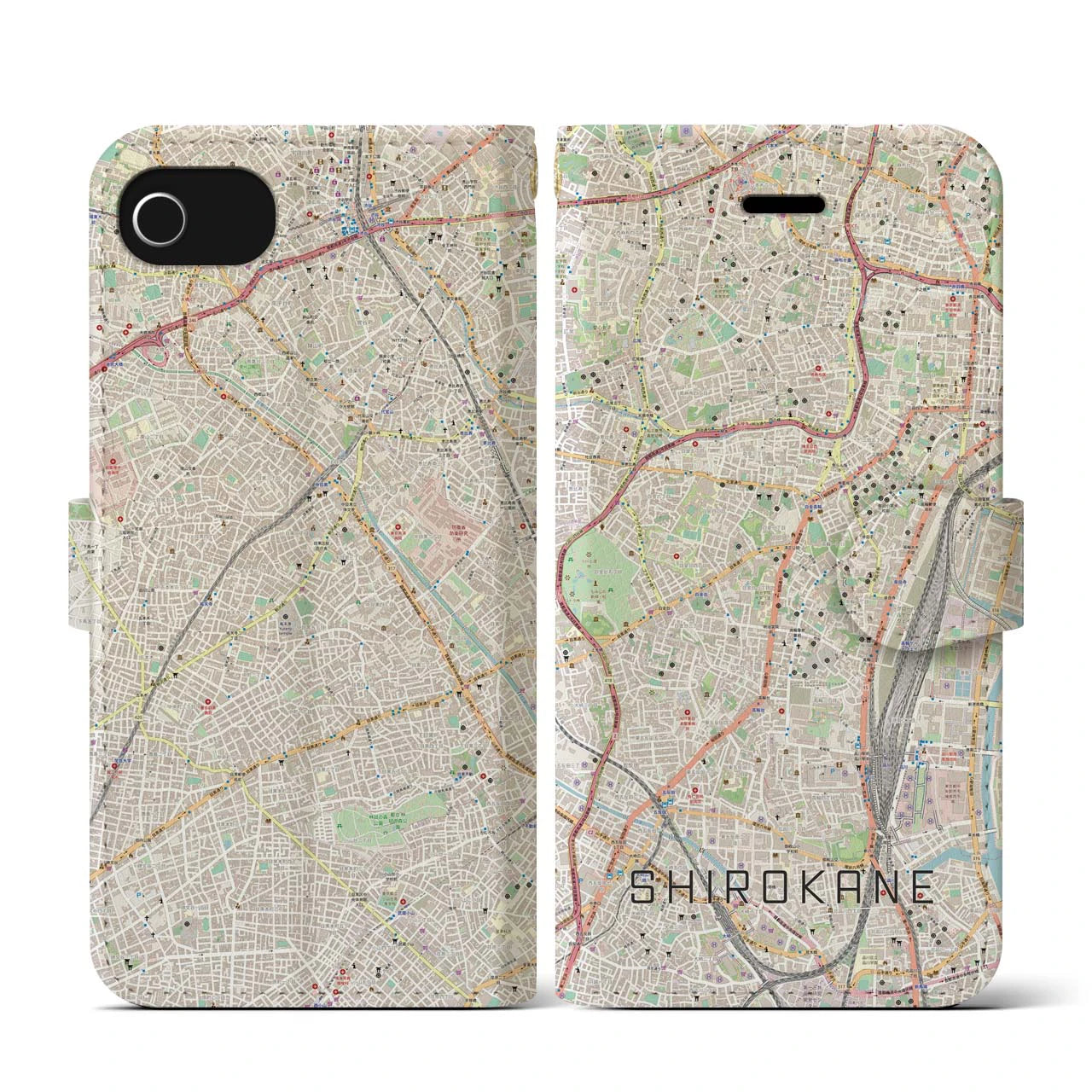 【白金(東京都)】地図柄iPhoneケース(手帳タイプ)