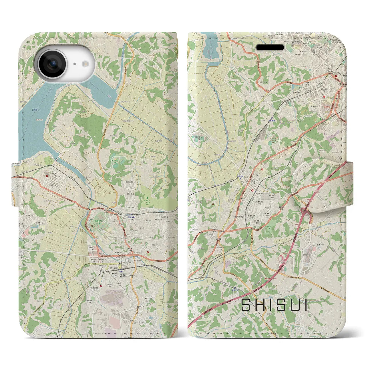 【酒々井(千葉県)】地図柄iPhoneケース(手帳タイプ)