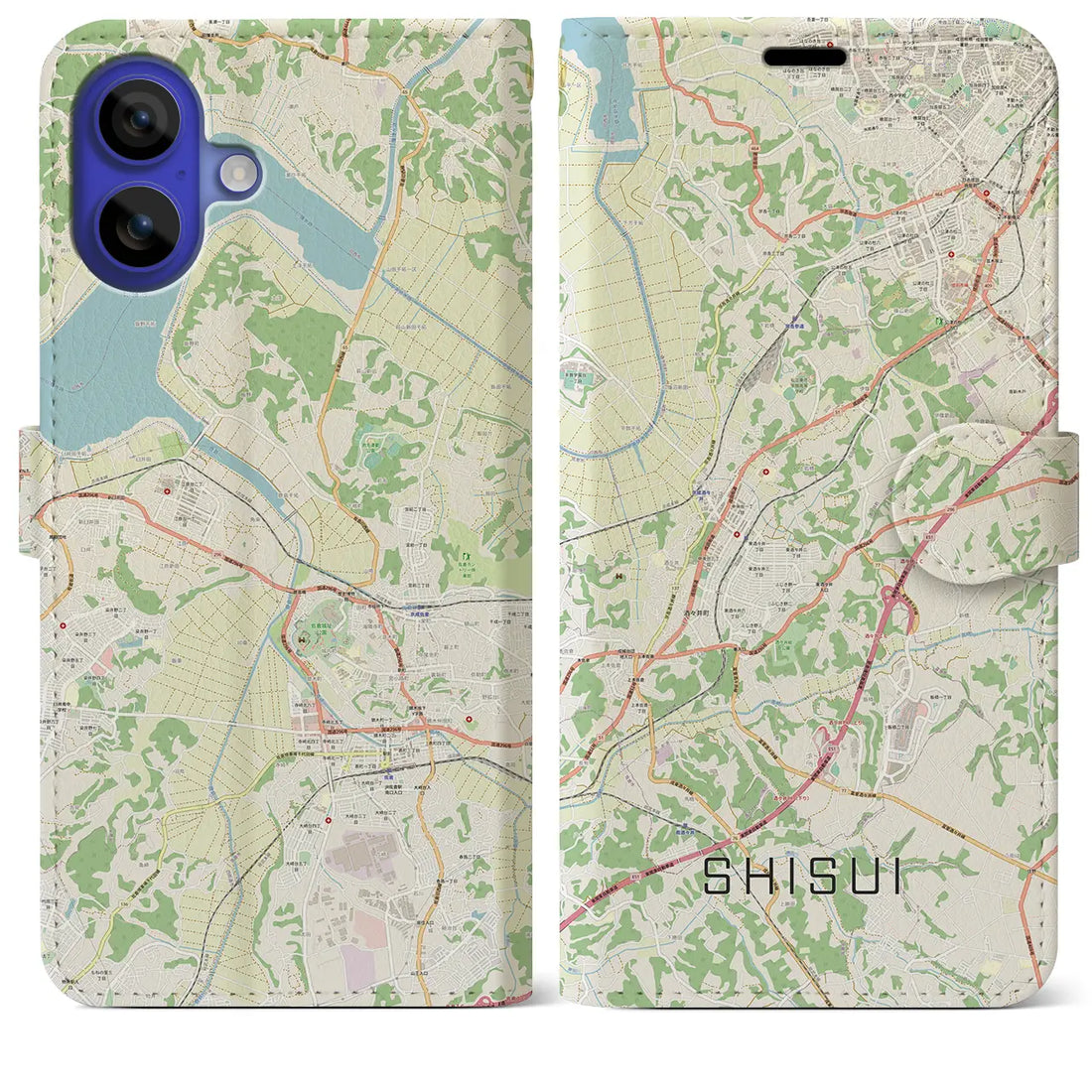 【酒々井(千葉県)】地図柄iPhoneケース(手帳タイプ)ナチュラル・iPhone 16 Pro Max 用