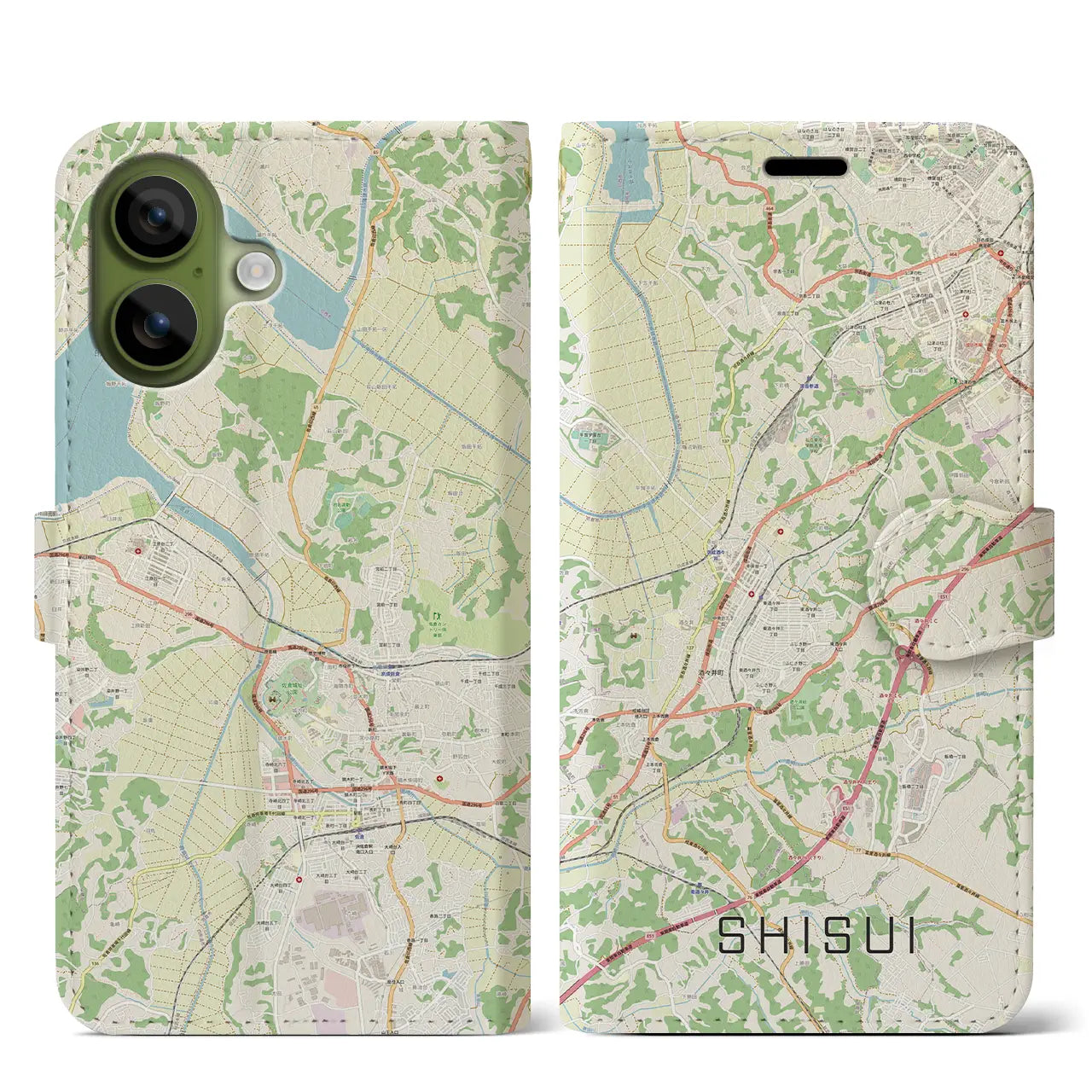 【酒々井(千葉県)】地図柄iPhoneケース(手帳タイプ)ナチュラル・iPhone 17 Pro Max 用