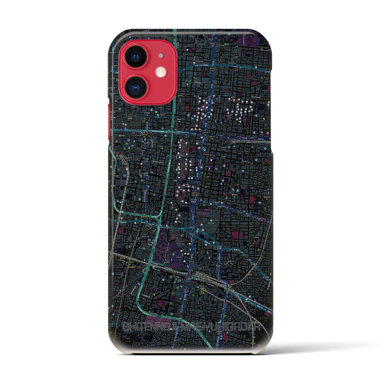 【四天王寺前夕陽ヶ丘(大阪府)】地図柄iPhoneケース(バックカバータイプ)