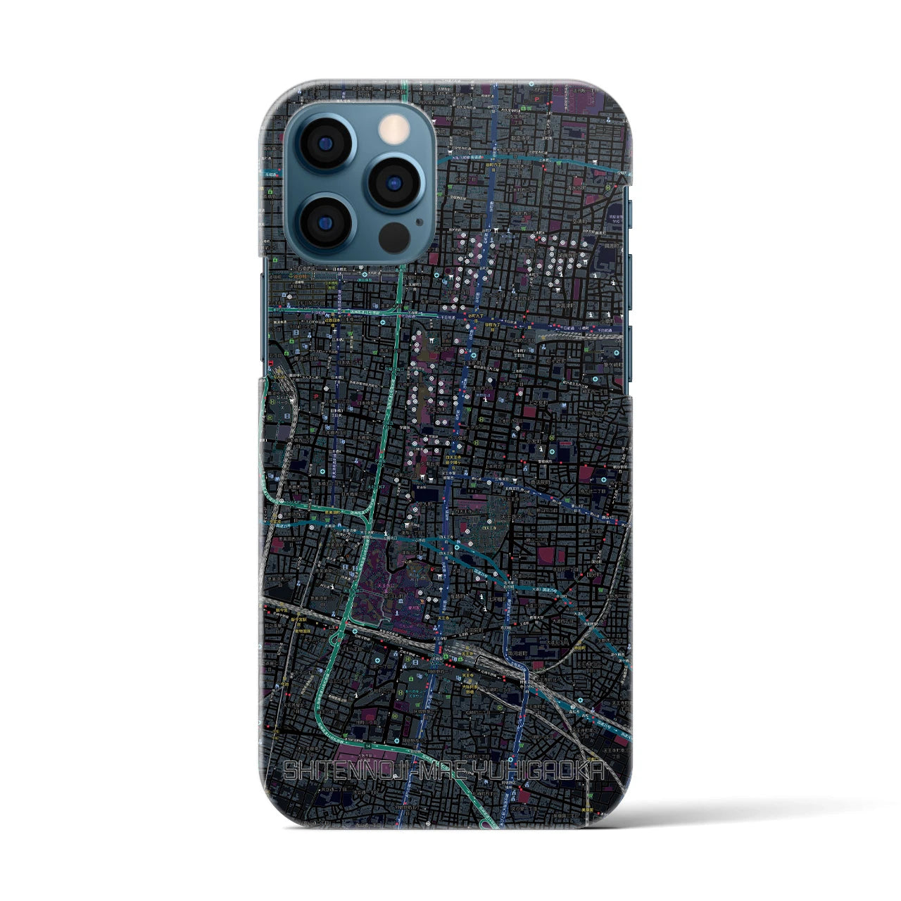 【四天王寺前夕陽ヶ丘(大阪府)】地図柄iPhoneケース(バックカバータイプ)