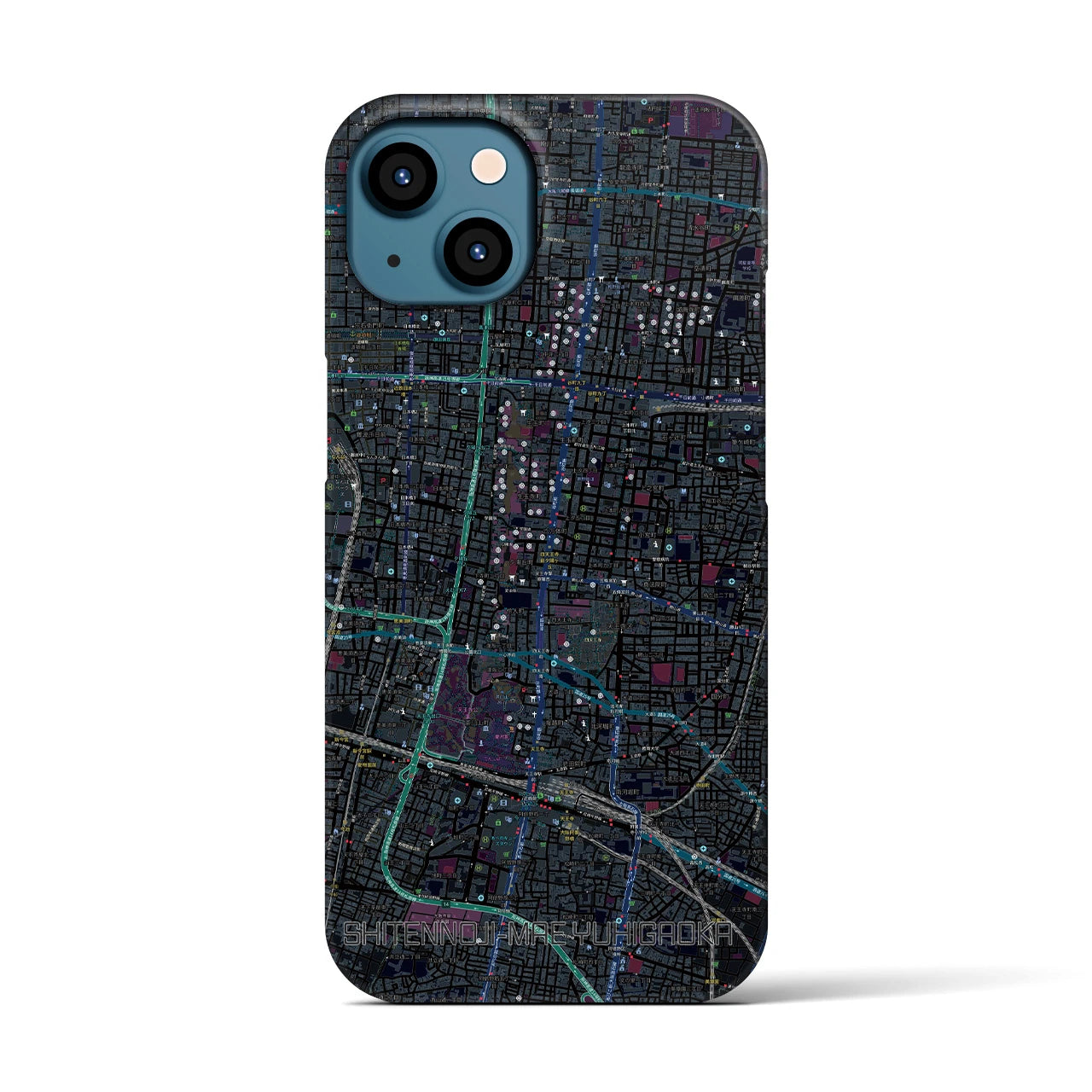 【四天王寺前夕陽ヶ丘(大阪府)】地図柄iPhoneケース(バックカバータイプ)