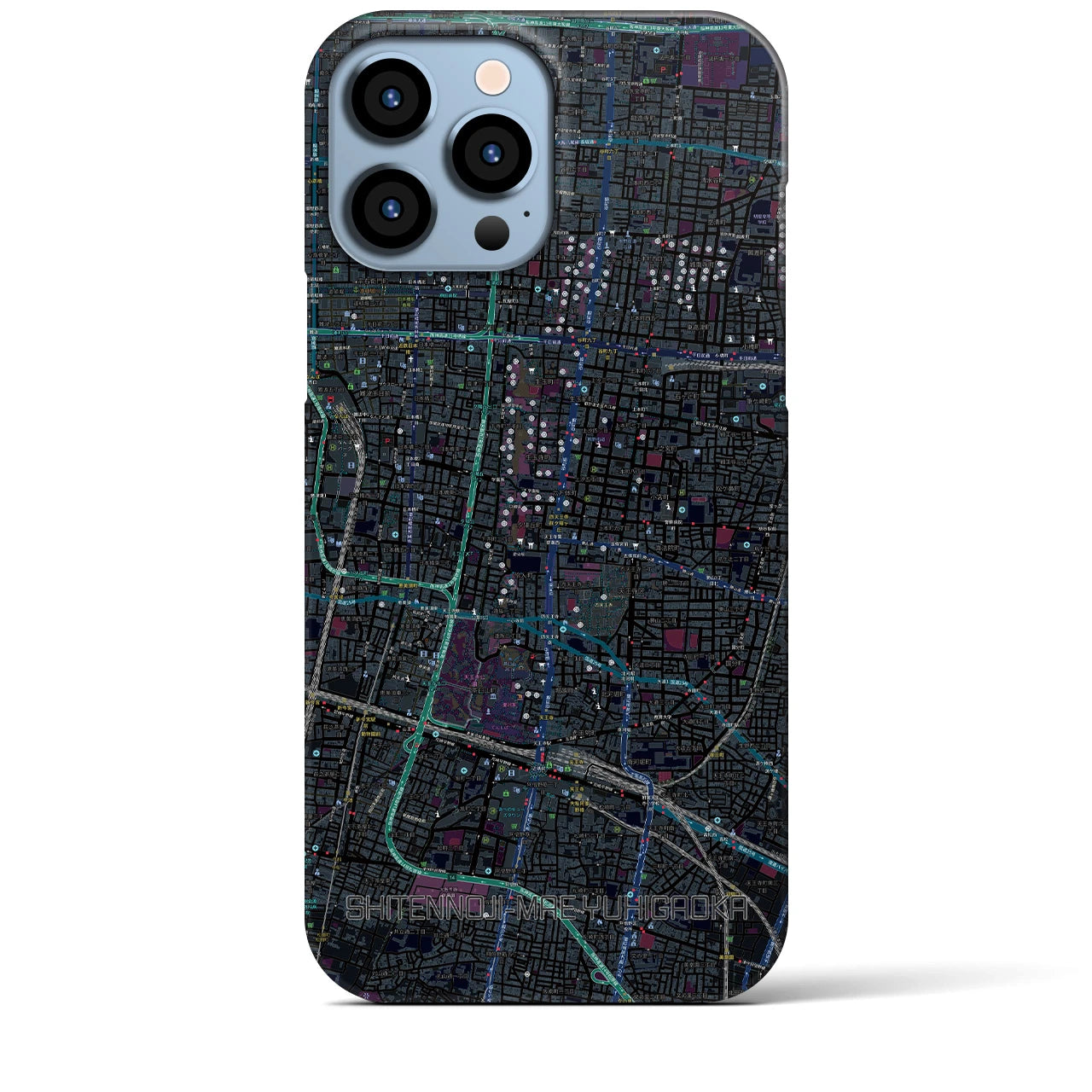 【四天王寺前夕陽ヶ丘(大阪府)】地図柄iPhoneケース(バックカバータイプ)
