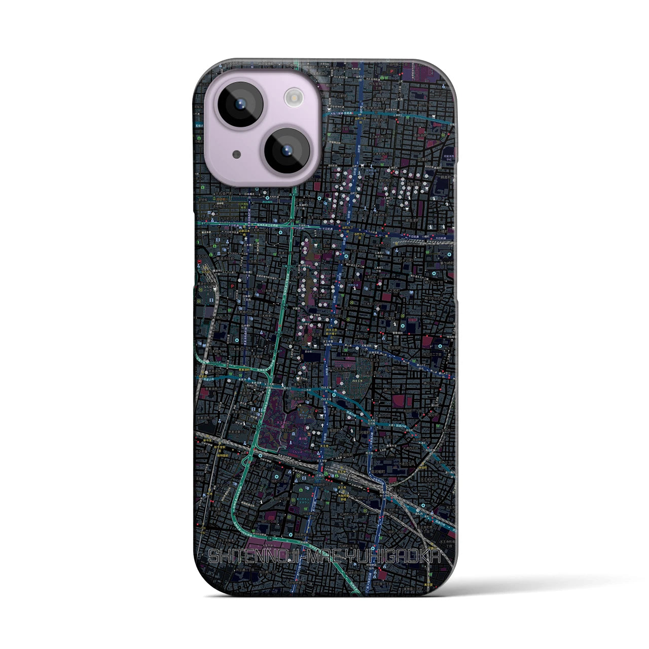 【四天王寺前夕陽ヶ丘(大阪府)】地図柄iPhoneケース(バックカバータイプ)