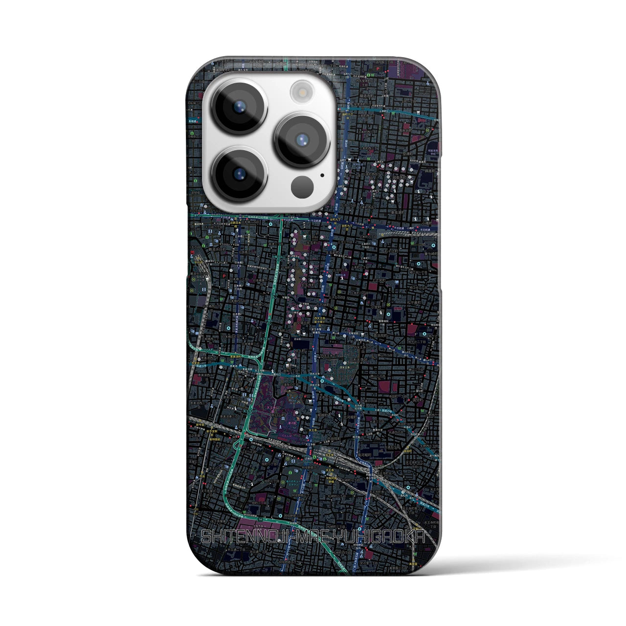 【四天王寺前夕陽ヶ丘(大阪府)】地図柄iPhoneケース(バックカバータイプ)