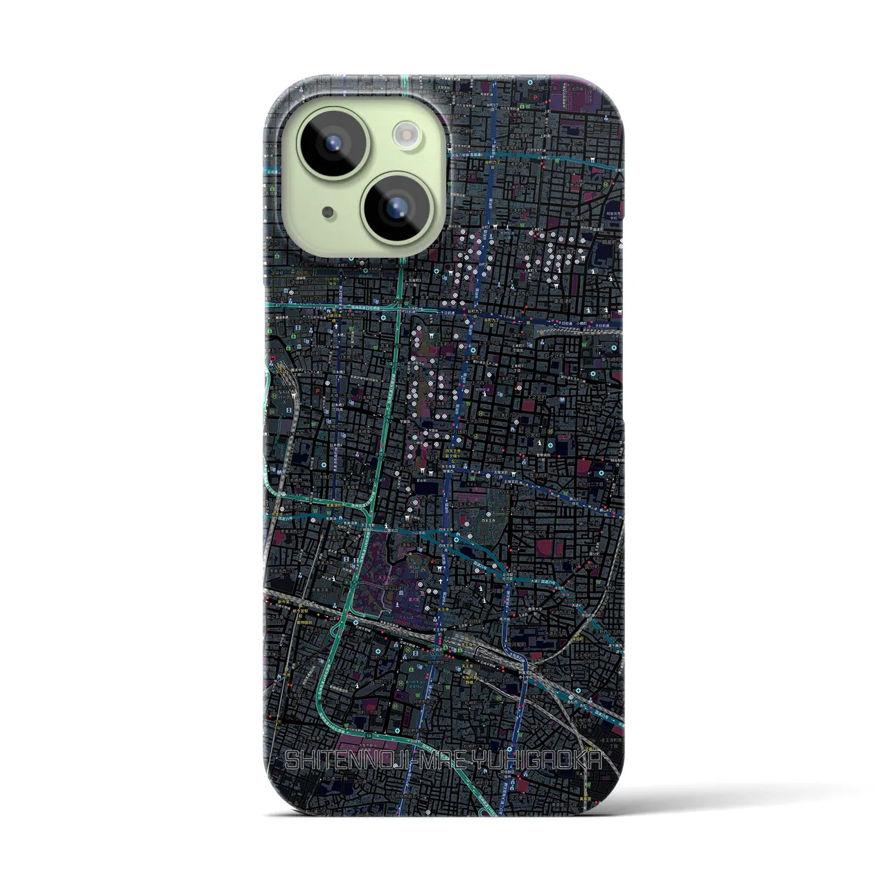 【四天王寺前夕陽ヶ丘(大阪府)】地図柄iPhoneケース(バックカバータイプ)