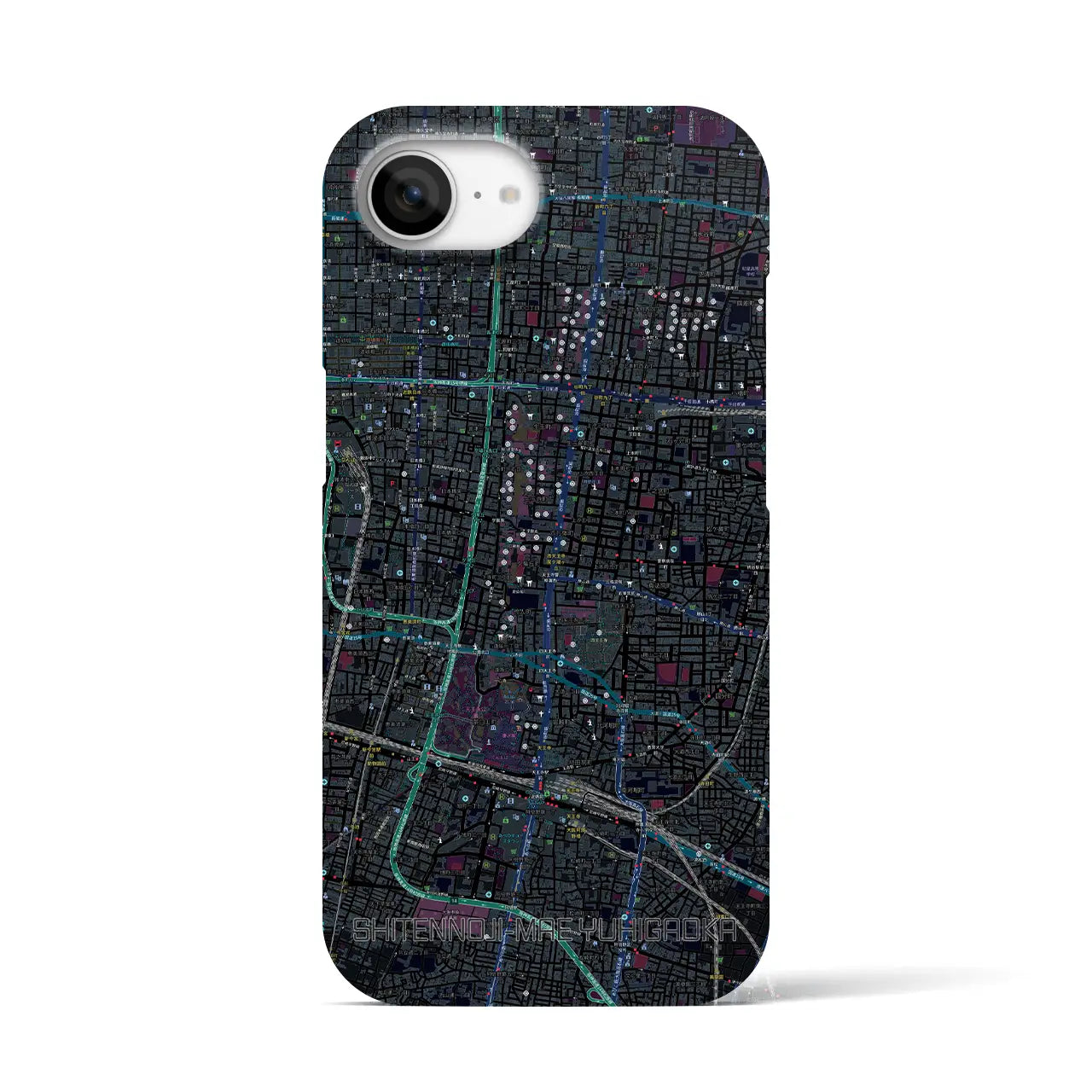 【四天王寺前夕陽ヶ丘(大阪府)】地図柄iPhoneケース(バックカバータイプ)