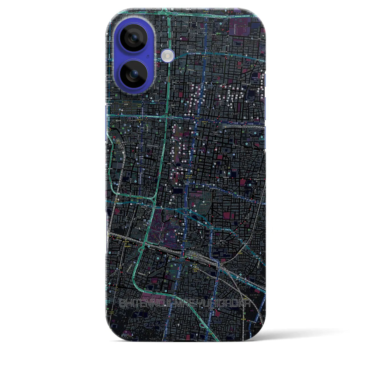 【四天王寺前夕陽ヶ丘(大阪府)】地図柄iPhoneケース(バックカバータイプ)