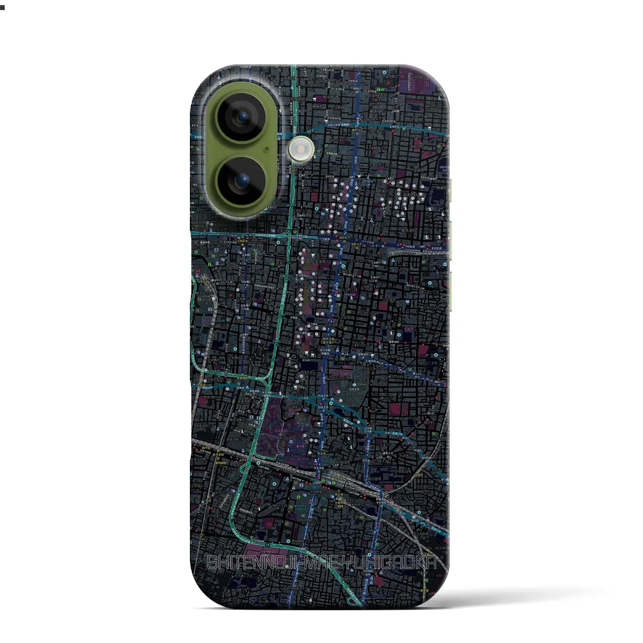 【四天王寺前夕陽ヶ丘(大阪府)】地図柄iPhoneケース(バックカバータイプ)