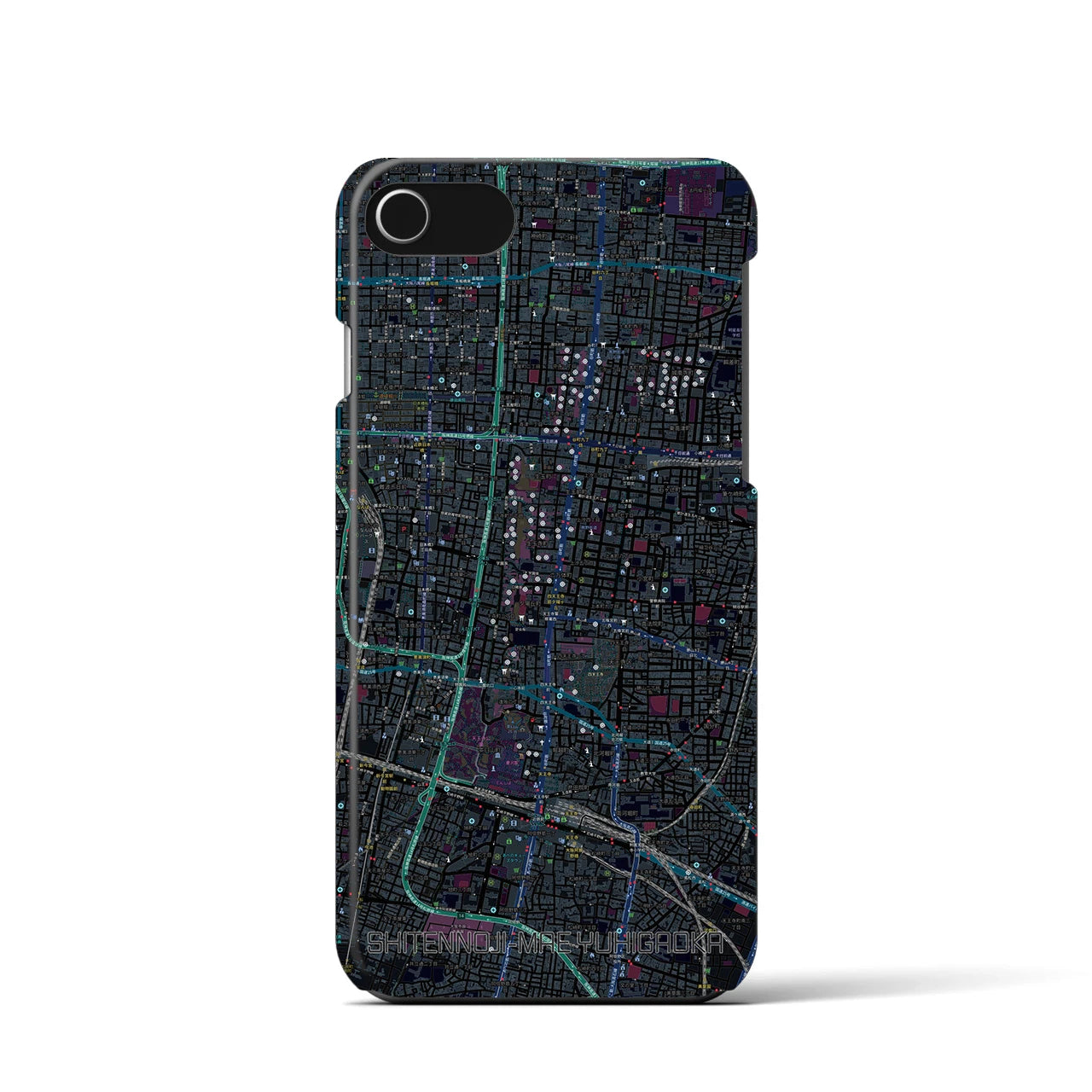 【四天王寺前夕陽ヶ丘(大阪府)】地図柄iPhoneケース(バックカバータイプ)