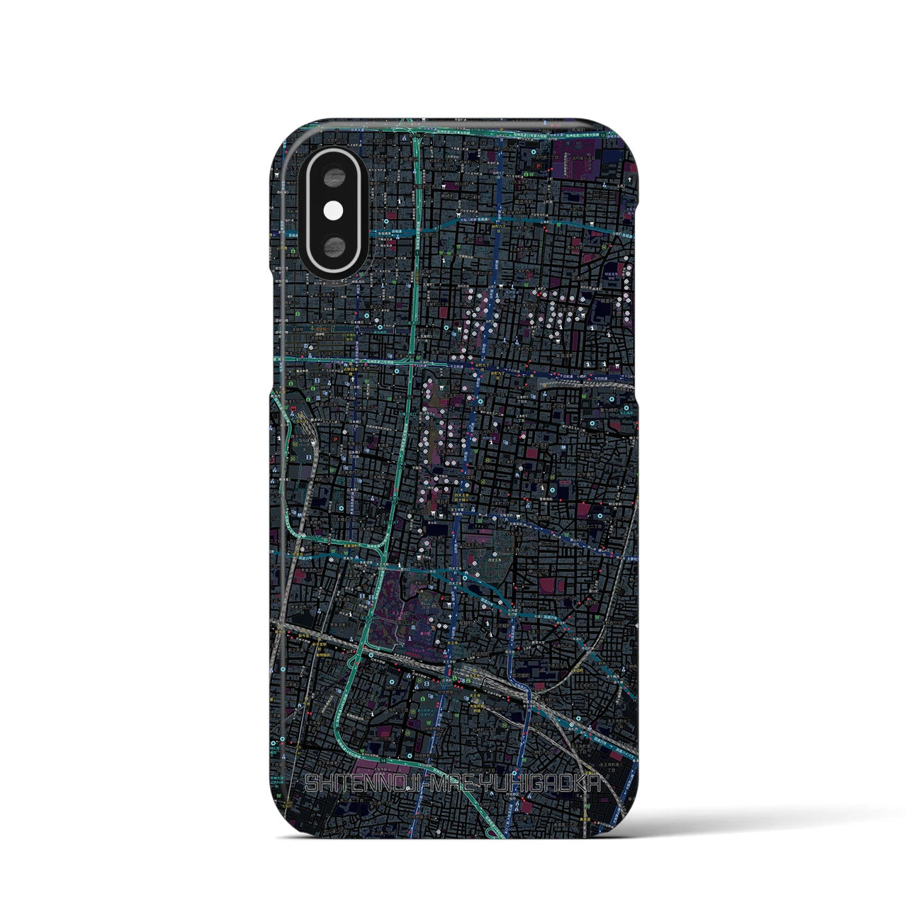 【四天王寺前夕陽ヶ丘(大阪府)】地図柄iPhoneケース(バックカバータイプ)