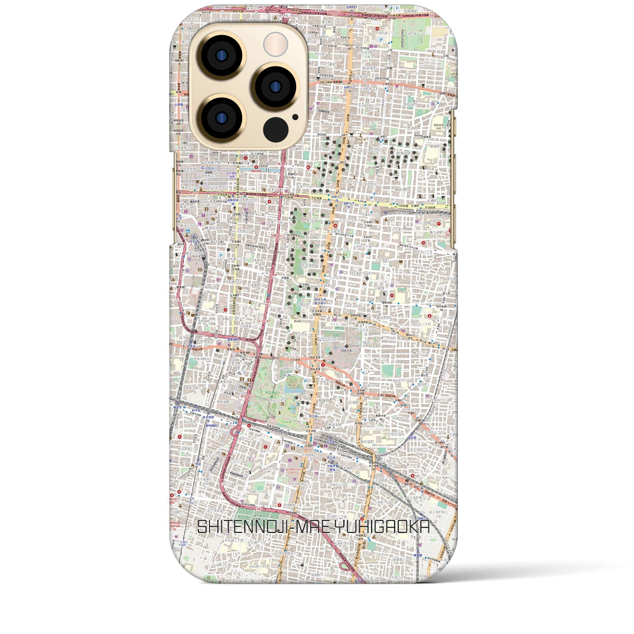 【四天王寺前夕陽ヶ丘(大阪府)】地図柄iPhoneケース(バックカバータイプ)