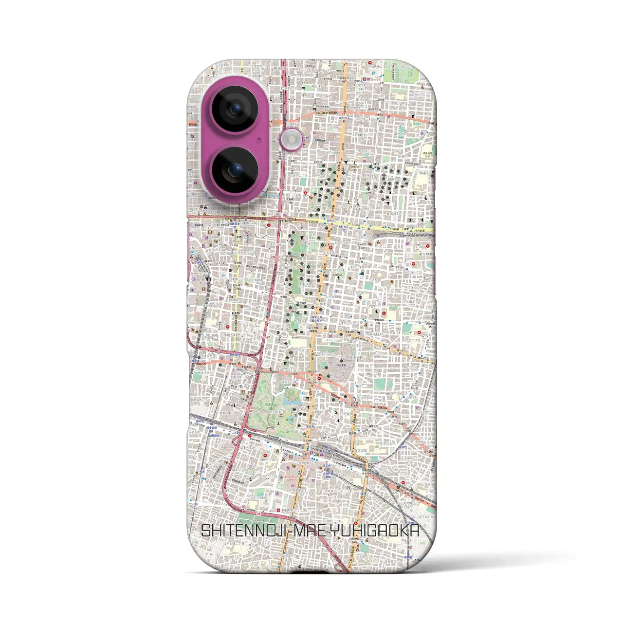 【四天王寺前夕陽ヶ丘(大阪府)】地図柄iPhoneケース(バックカバータイプ)
