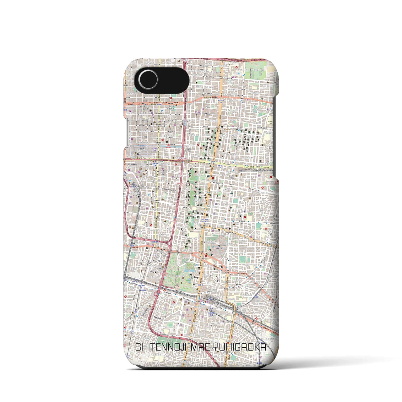 【四天王寺前夕陽ヶ丘(大阪府)】地図柄iPhoneケース(バックカバータイプ)