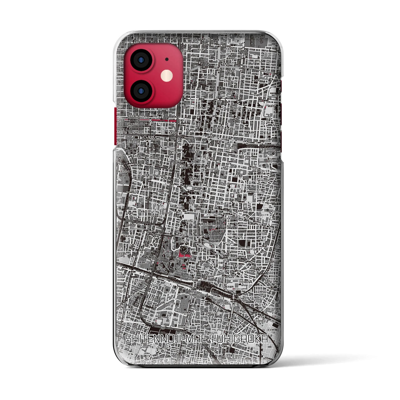 【四天王寺前夕陽ヶ丘(大阪府)】地図柄iPhoneケース(クリアタイプ)