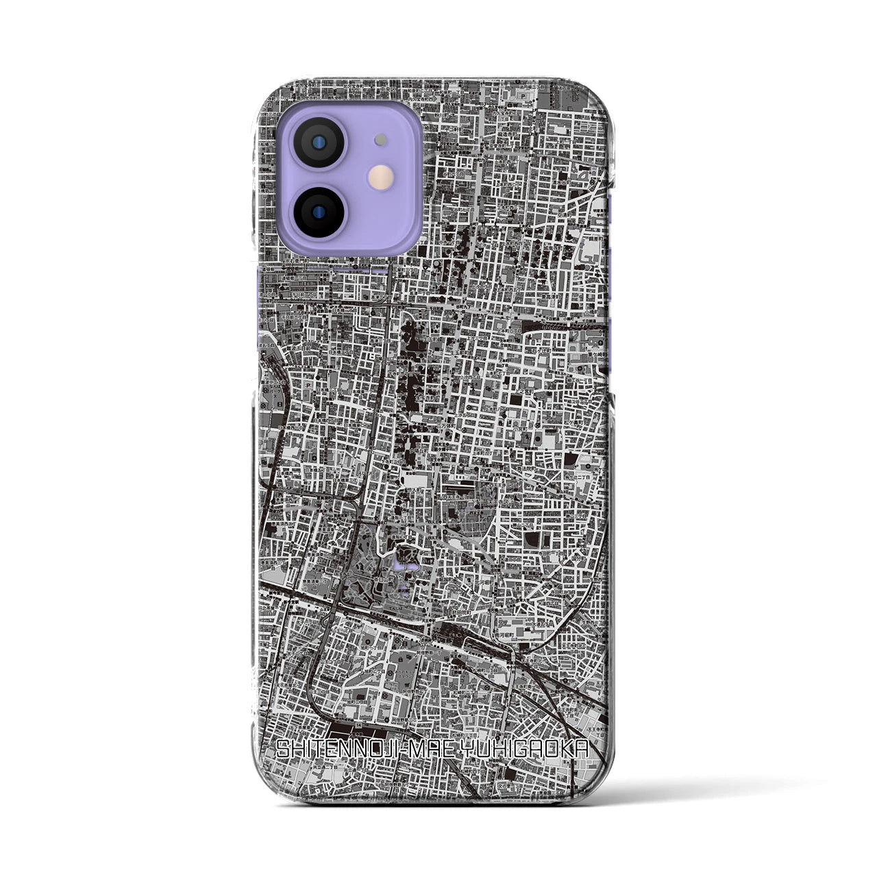 【四天王寺前夕陽ヶ丘(大阪府)】地図柄iPhoneケース(クリアタイプ)