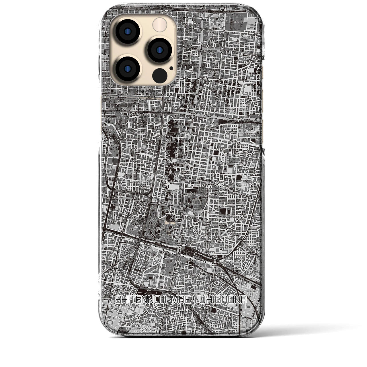 【四天王寺前夕陽ヶ丘(大阪府)】地図柄iPhoneケース(クリアタイプ)