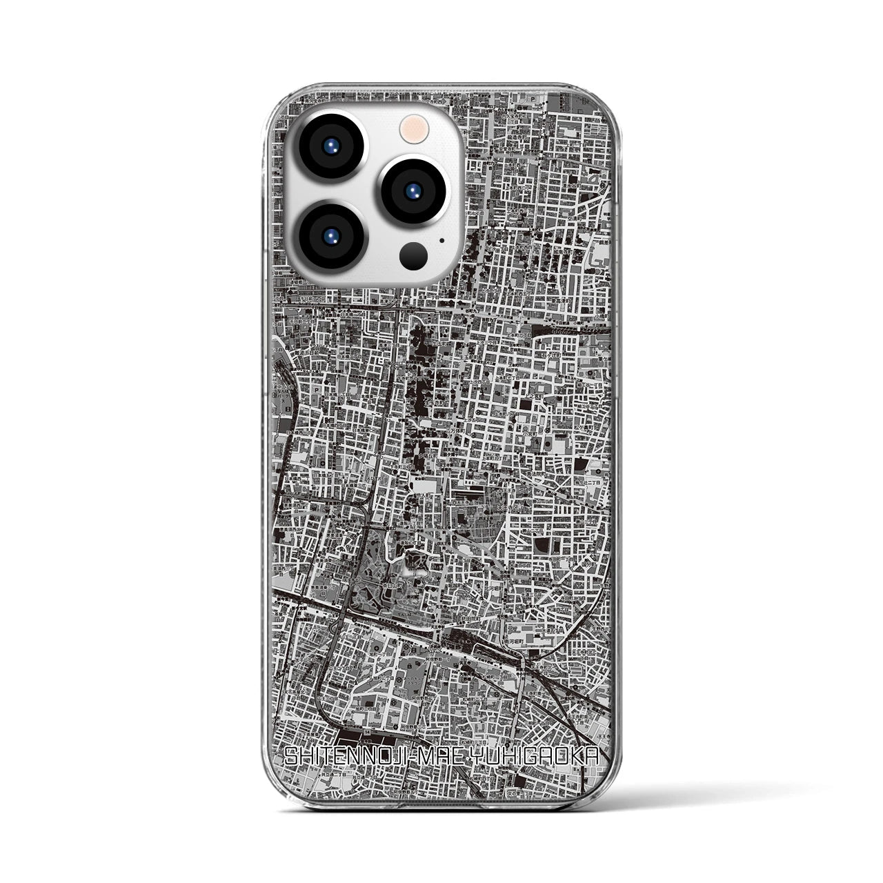 【四天王寺前夕陽ヶ丘(大阪府)】地図柄iPhoneケース(クリアタイプ)