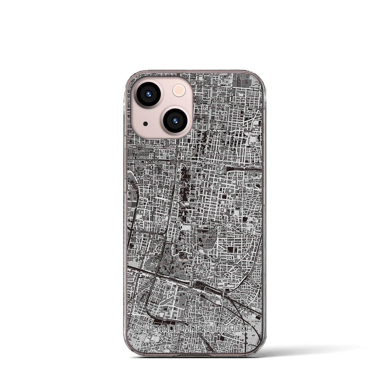 【四天王寺前夕陽ヶ丘(大阪府)】地図柄iPhoneケース(クリアタイプ)