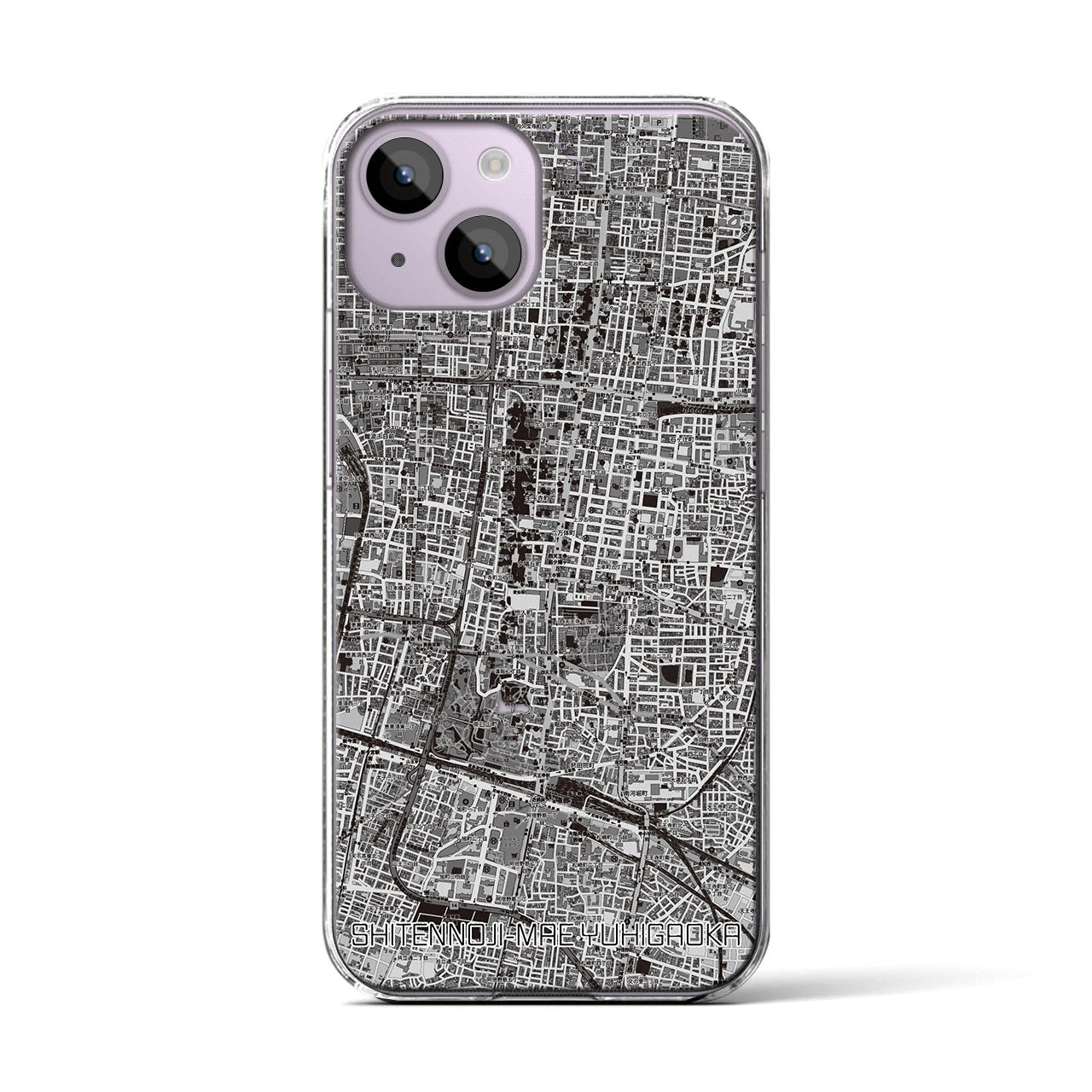 【四天王寺前夕陽ヶ丘(大阪府)】地図柄iPhoneケース(クリアタイプ)