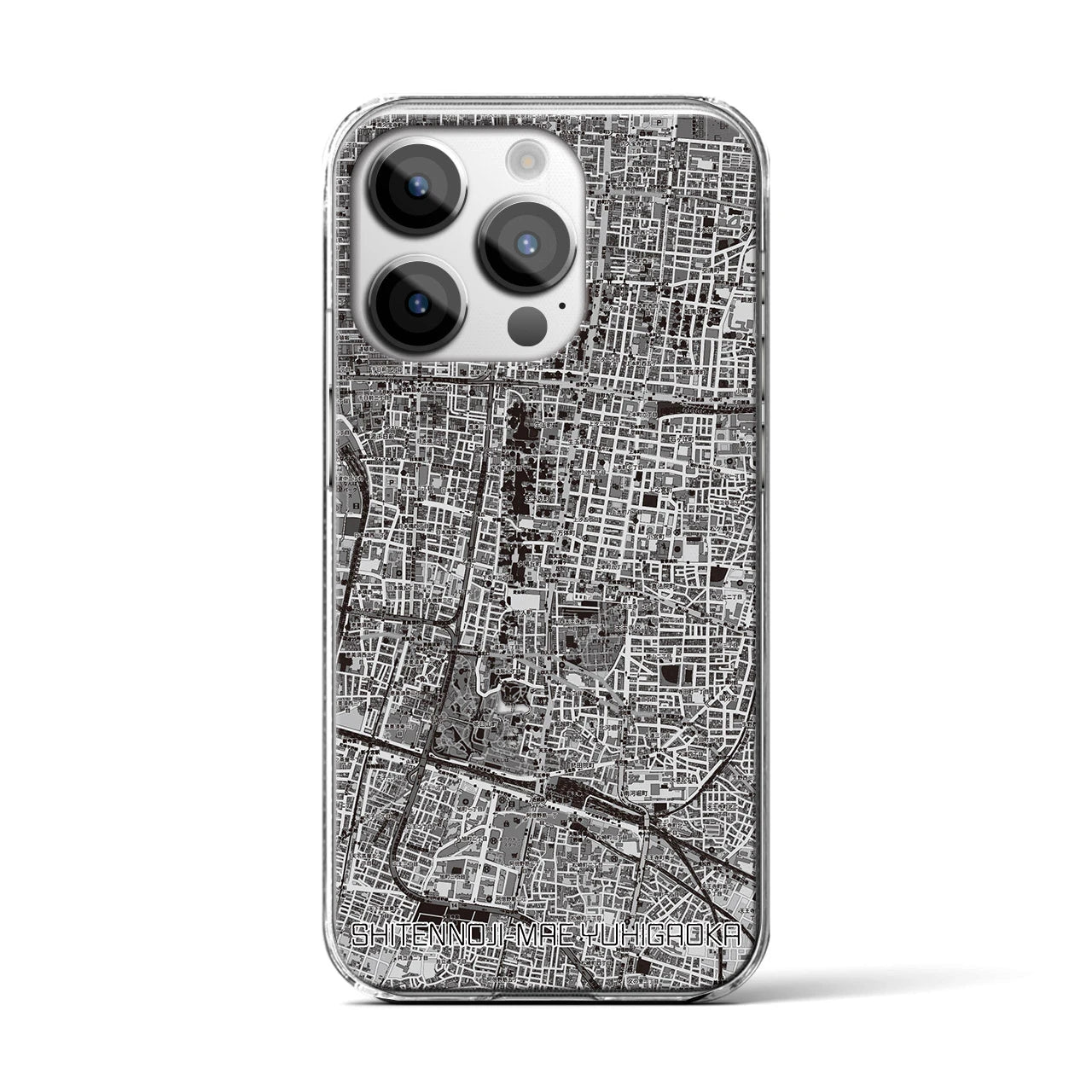 【四天王寺前夕陽ヶ丘(大阪府)】地図柄iPhoneケース(クリアタイプ)