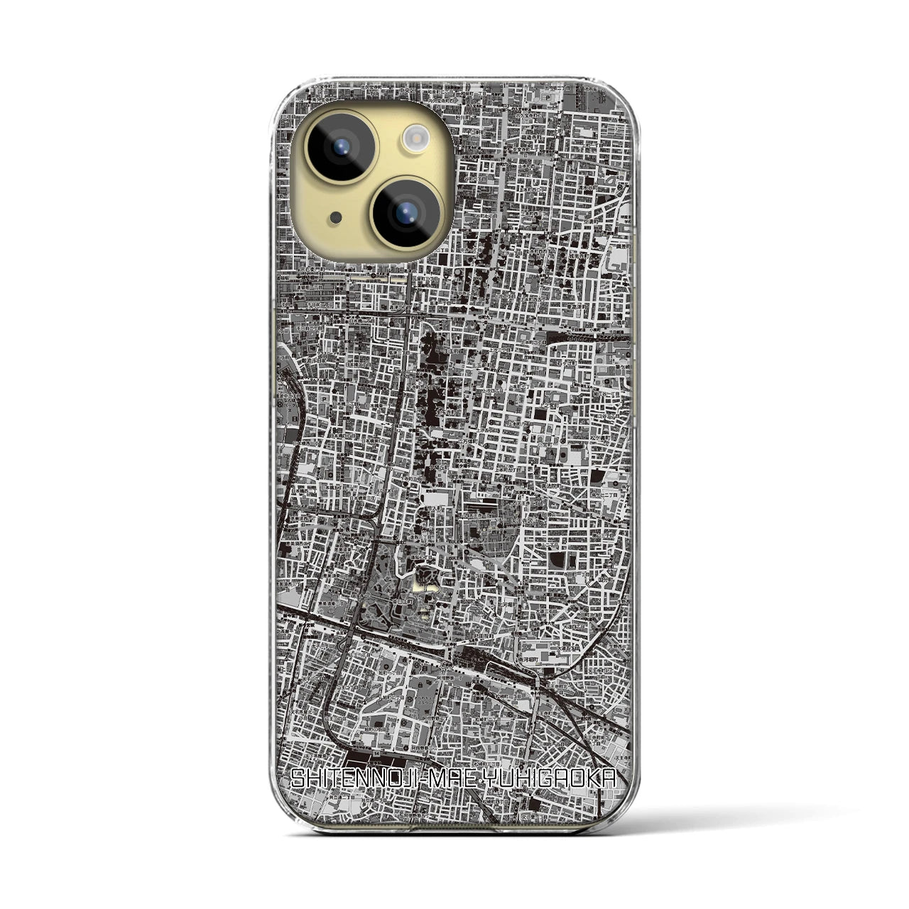 【四天王寺前夕陽ヶ丘(大阪府)】地図柄iPhoneケース(クリアタイプ)