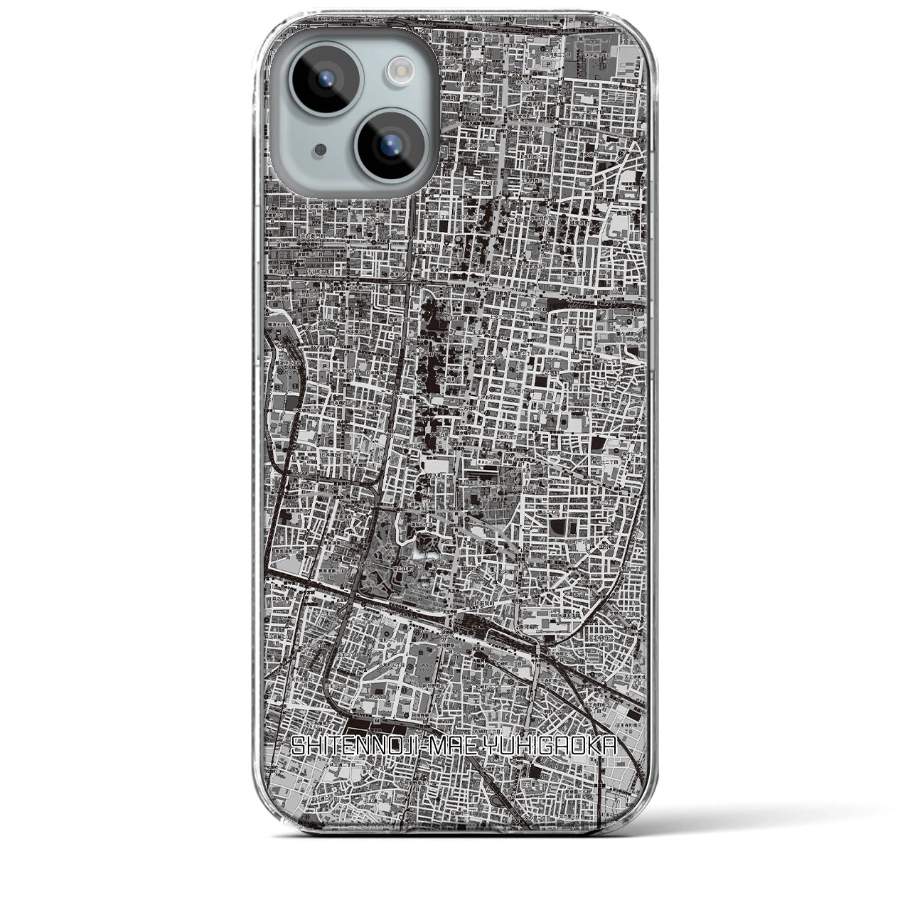 【四天王寺前夕陽ヶ丘(大阪府)】地図柄iPhoneケース(クリアタイプ)