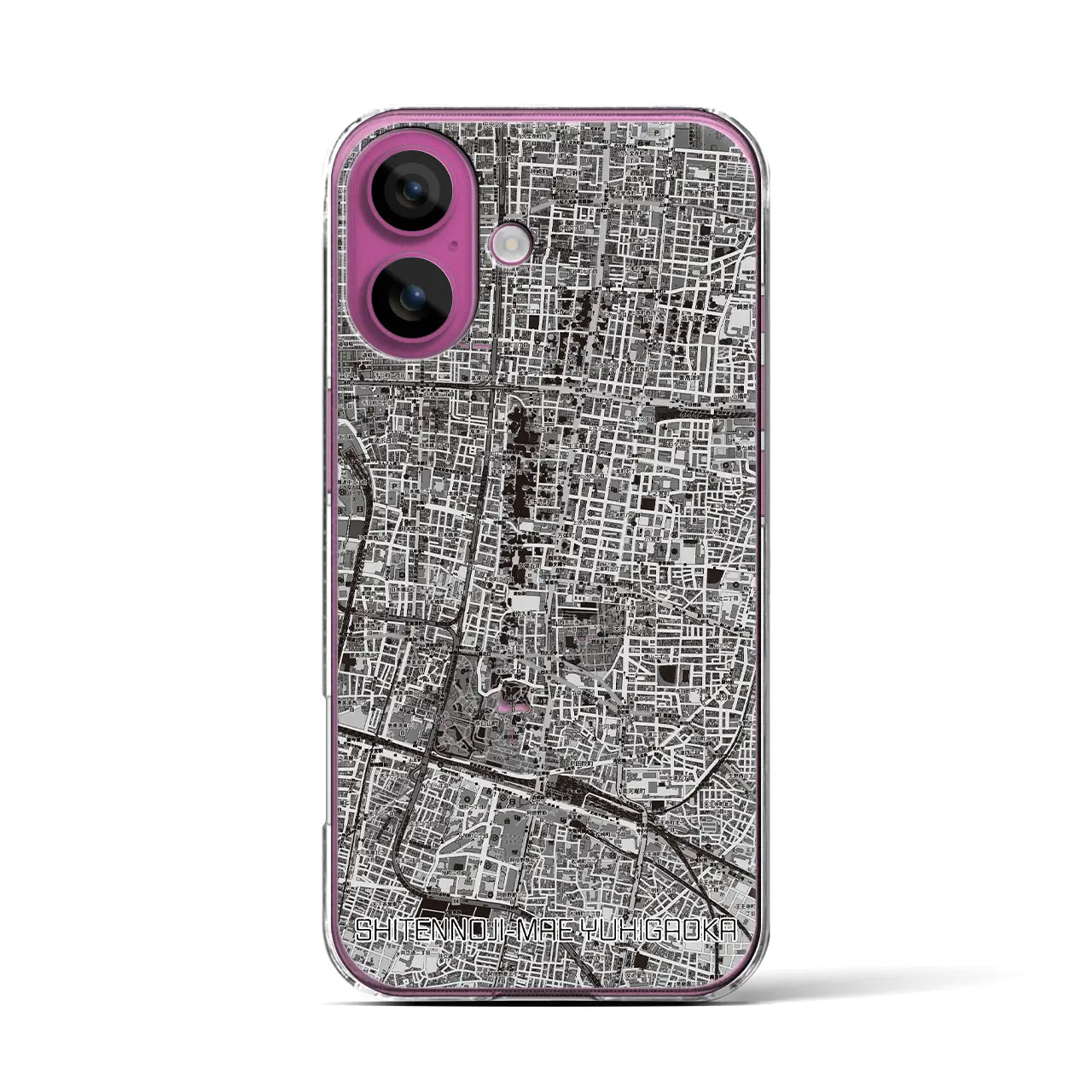 【四天王寺前夕陽ヶ丘(大阪府)】地図柄iPhoneケース(クリアタイプ)