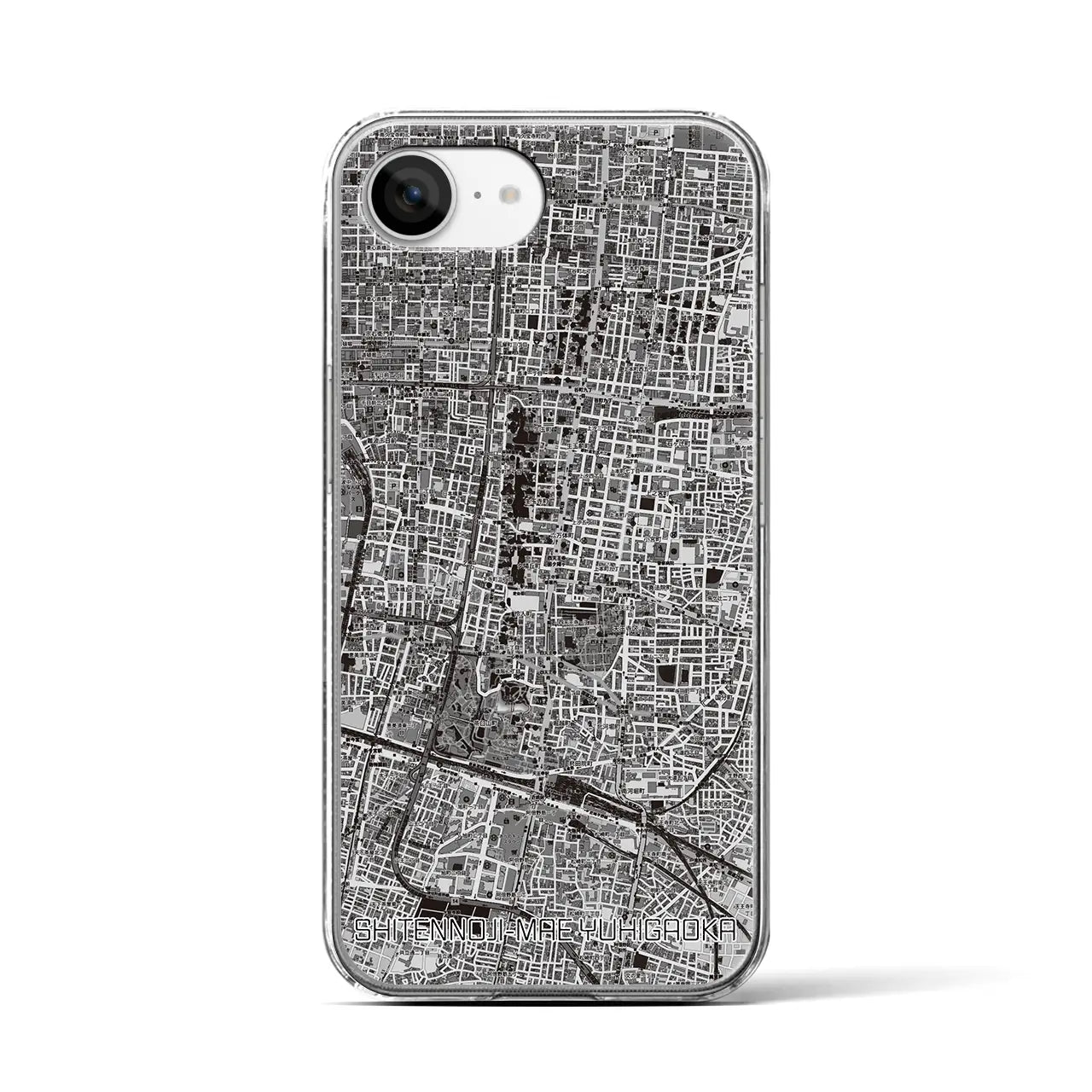 【四天王寺前夕陽ヶ丘(大阪府)】地図柄iPhoneケース(クリアタイプ)