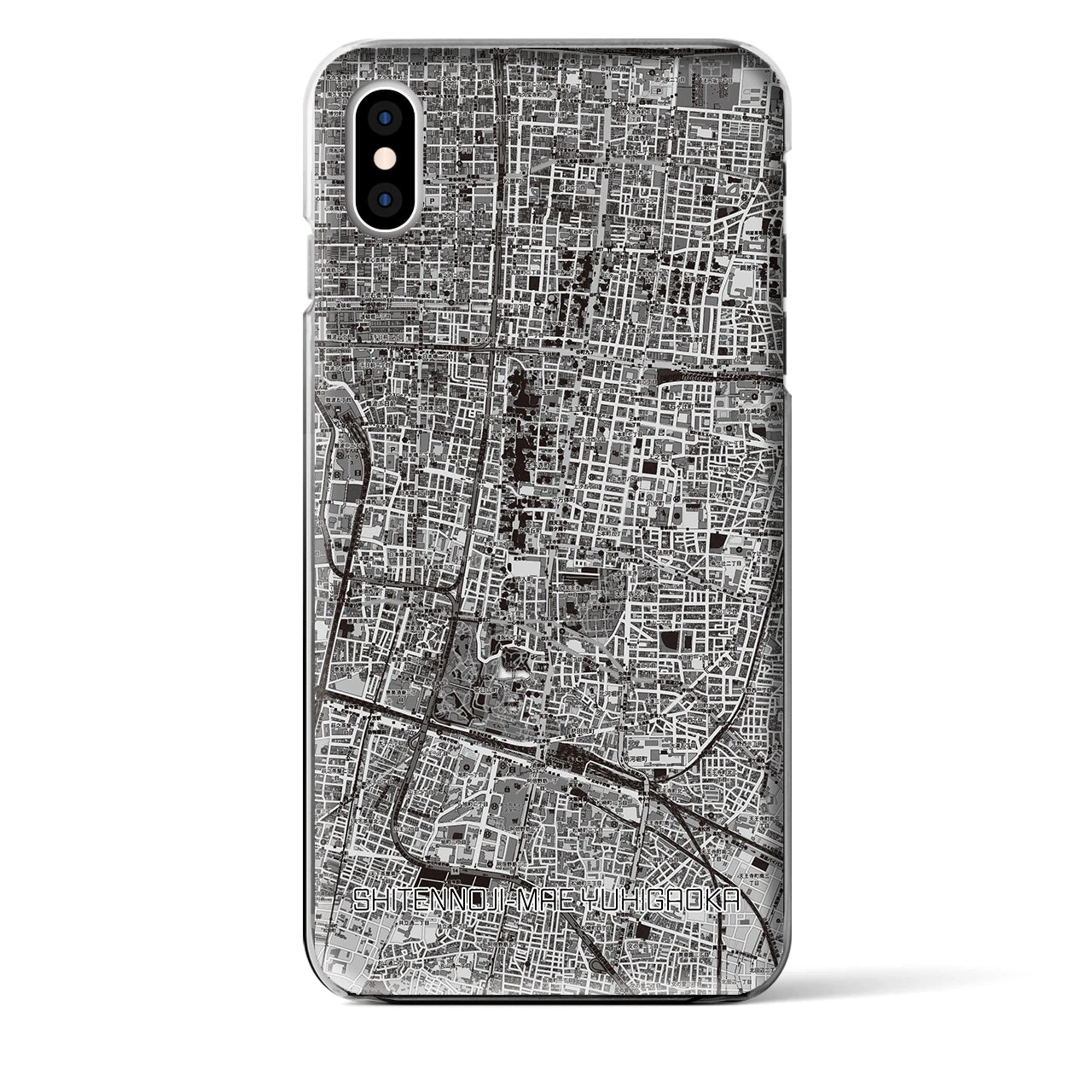 【四天王寺前夕陽ヶ丘(大阪府)】地図柄iPhoneケース(クリアタイプ)