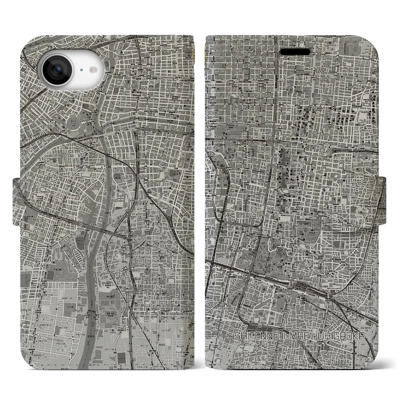 【四天王寺前夕陽ヶ丘(大阪府)】地図柄iPhoneケース(手帳タイプ)