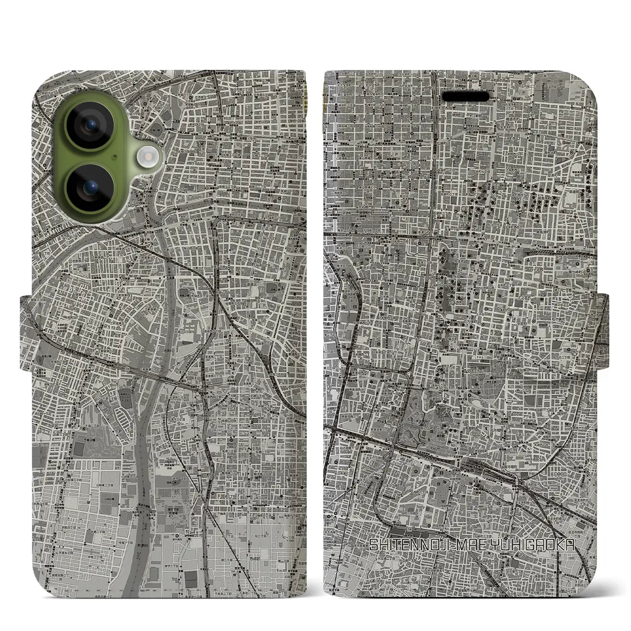 【四天王寺前夕陽ヶ丘(大阪府)】地図柄iPhoneケース(手帳タイプ)