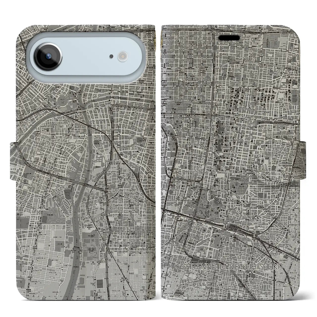 【四天王寺前夕陽ヶ丘(大阪府)】地図柄iPhoneケース(手帳タイプ)