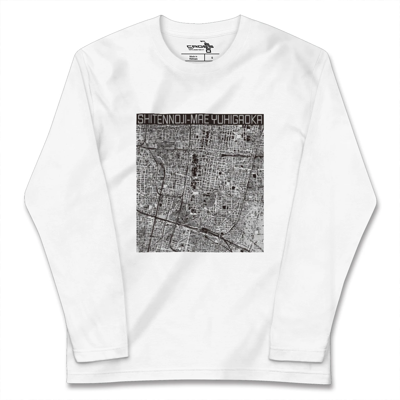 【四天王寺前夕陽ヶ丘(大阪府)】地図柄ロングスリーブTシャツ