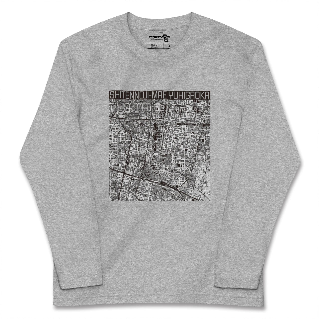 【四天王寺前夕陽ヶ丘(大阪府)】地図柄ロングスリーブTシャツ