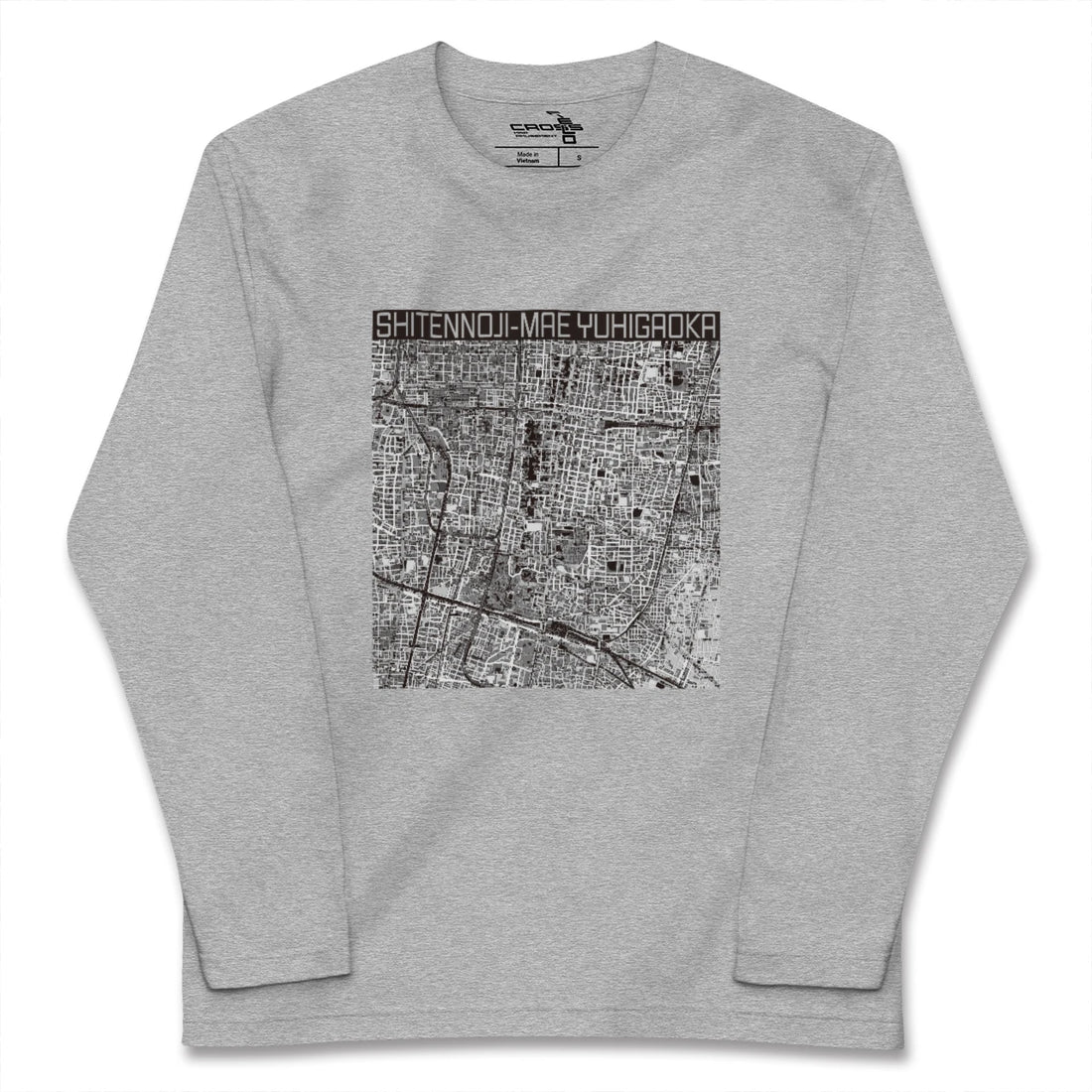 【四天王寺前夕陽ヶ丘(大阪府)】地図柄ロングスリーブTシャツ