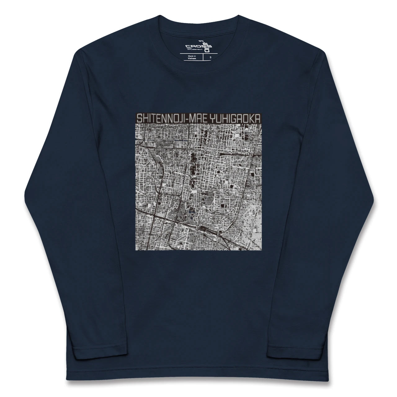 【四天王寺前夕陽ヶ丘(大阪府)】地図柄ロングスリーブTシャツ