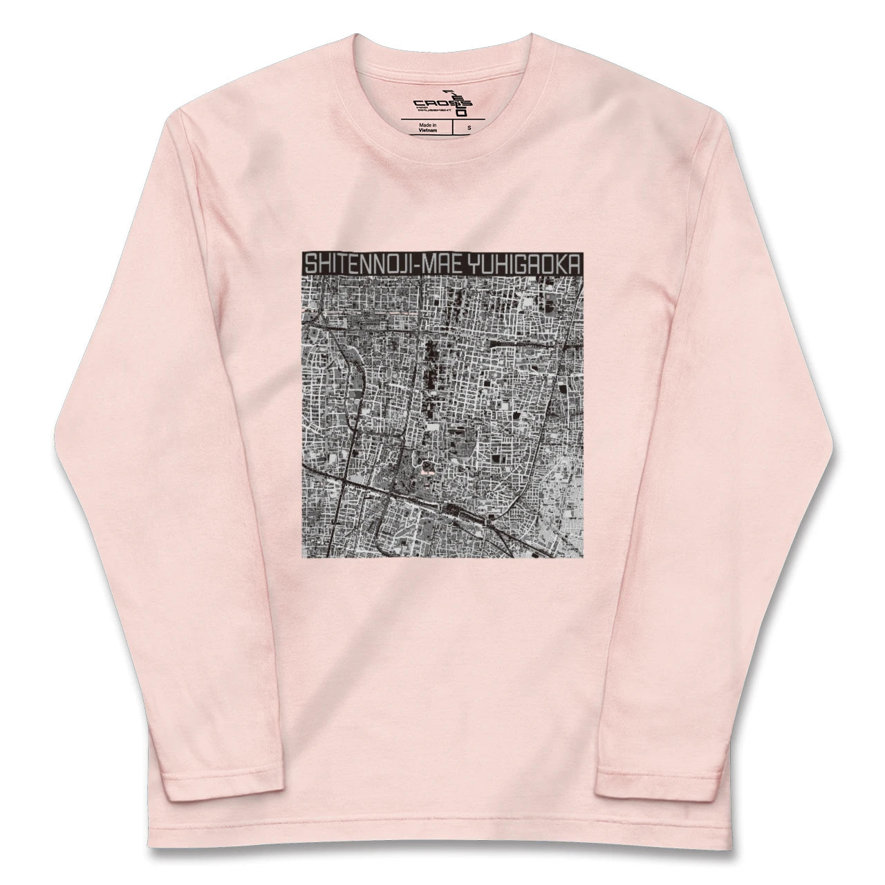 【四天王寺前夕陽ヶ丘(大阪府)】地図柄ロングスリーブTシャツ