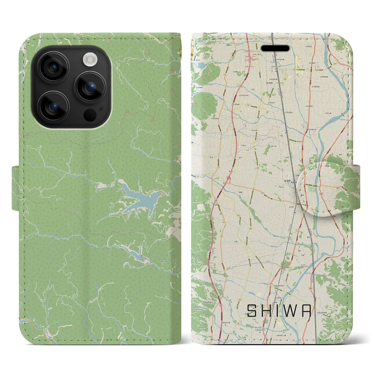 【紫波(岩手県)】地図柄iPhoneケース(手帳タイプ)ナチュラル・iPhone 16 用