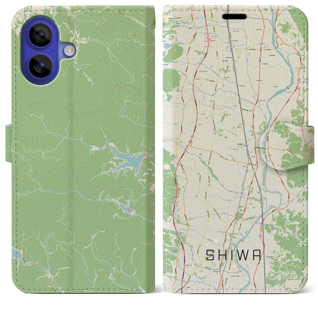 【紫波(岩手県)】地図柄iPhoneケース(手帳タイプ)ナチュラル・iPhone 16 Pro Max 用