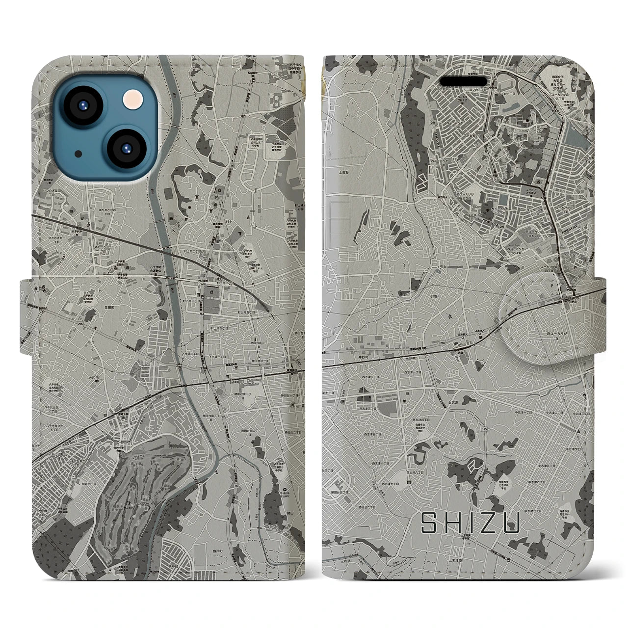 【志津(千葉県)】地図柄iPhoneケース(手帳タイプ)