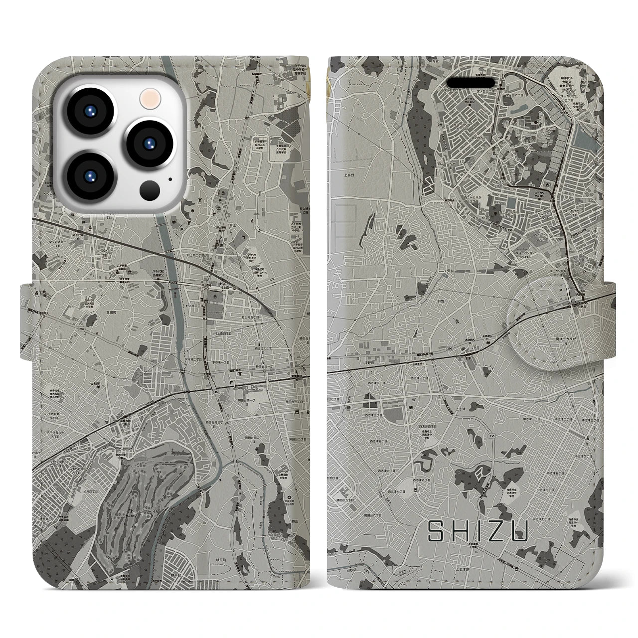 【志津(千葉県)】地図柄iPhoneケース(手帳タイプ)