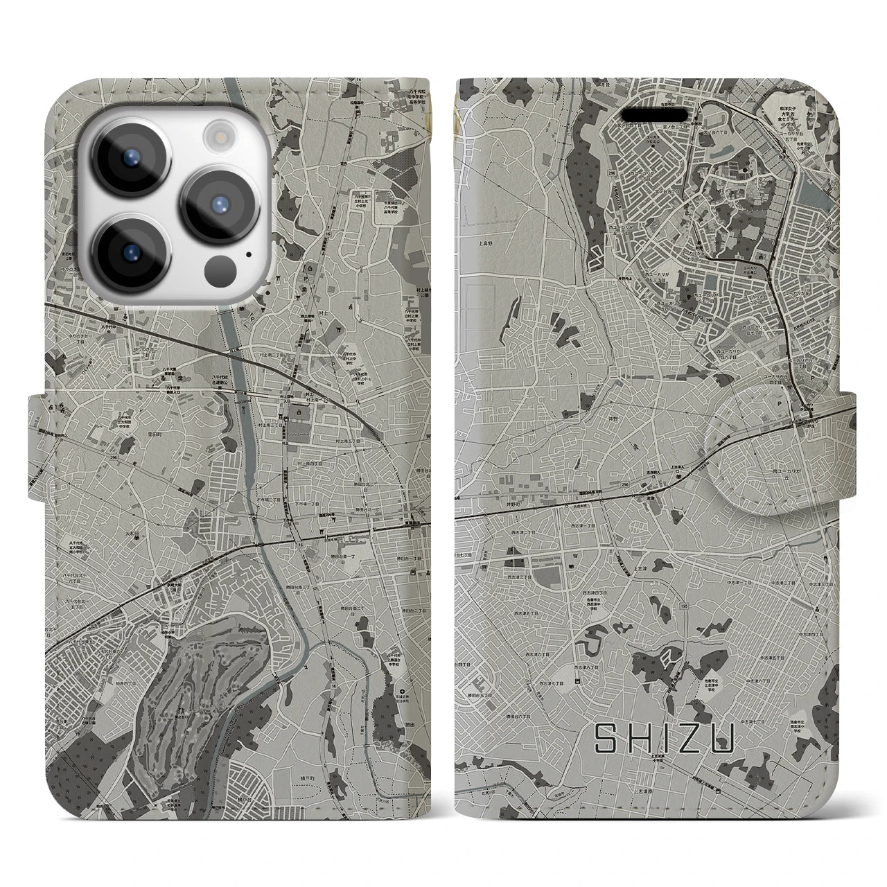 【志津(千葉県)】地図柄iPhoneケース(手帳タイプ)