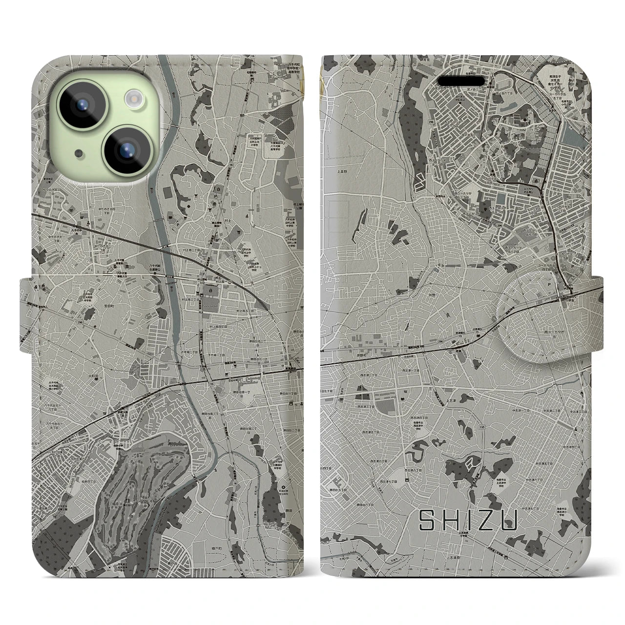 【志津(千葉県)】地図柄iPhoneケース(手帳タイプ)