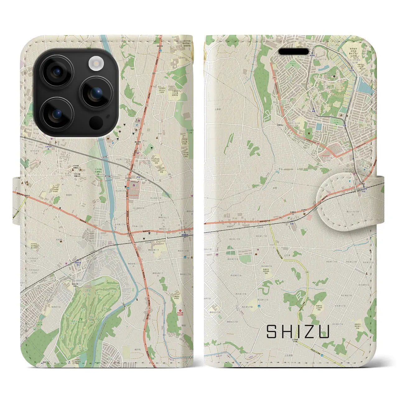 【志津(千葉県)】地図柄iPhoneケース(手帳タイプ)ナチュラル・iPhone 16 用