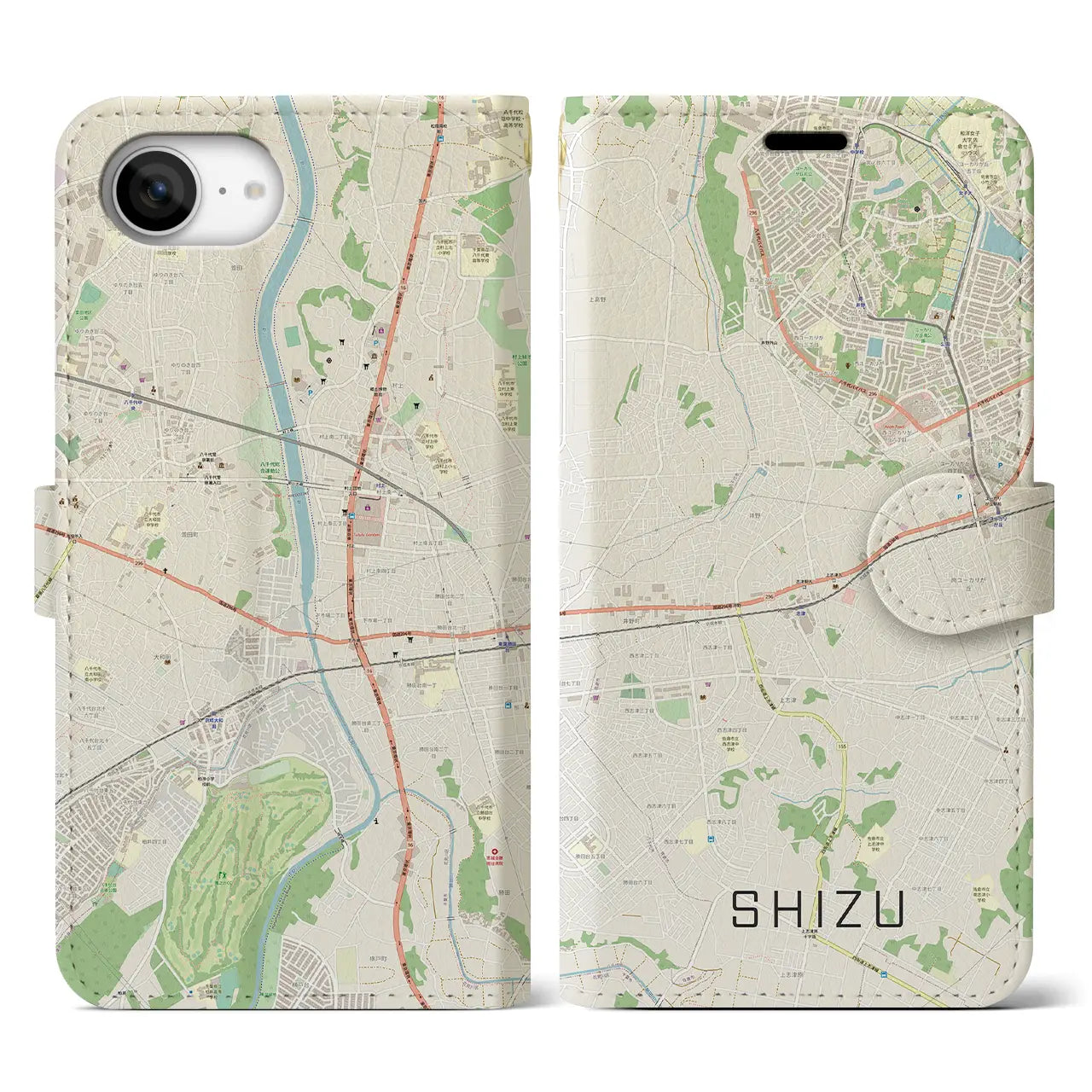 【志津(千葉県)】地図柄iPhoneケース(手帳タイプ)