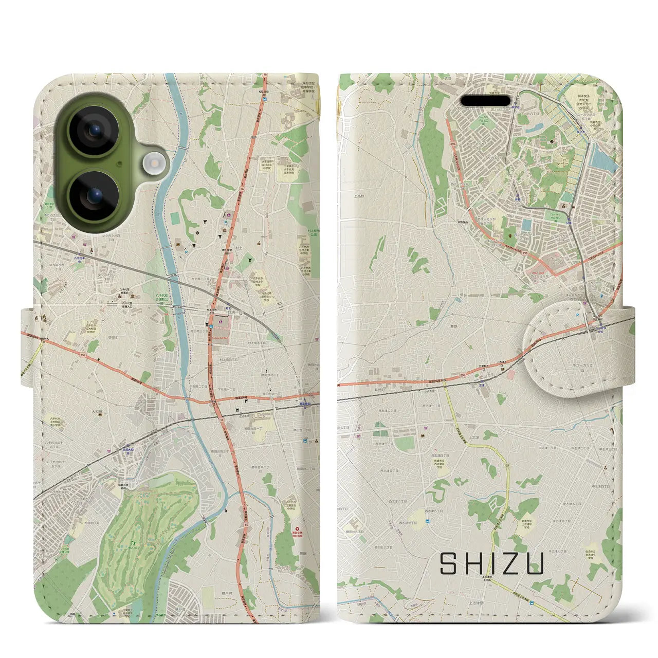 【志津(千葉県)】地図柄iPhoneケース(手帳タイプ)