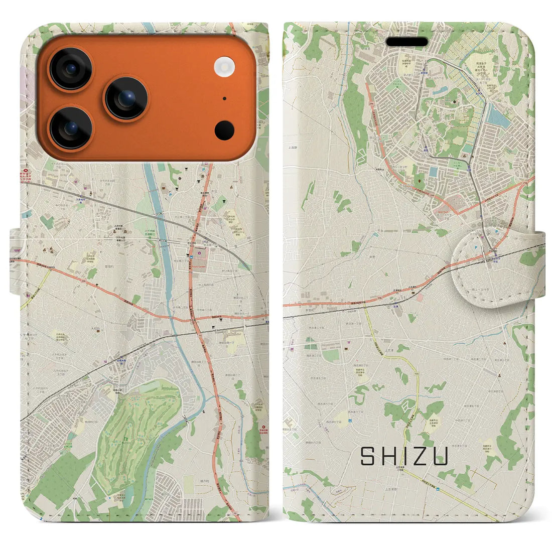 【志津(千葉県)】地図柄iPhoneケース(手帳タイプ)ナチュラル・iPhone 17 Pro Max 用